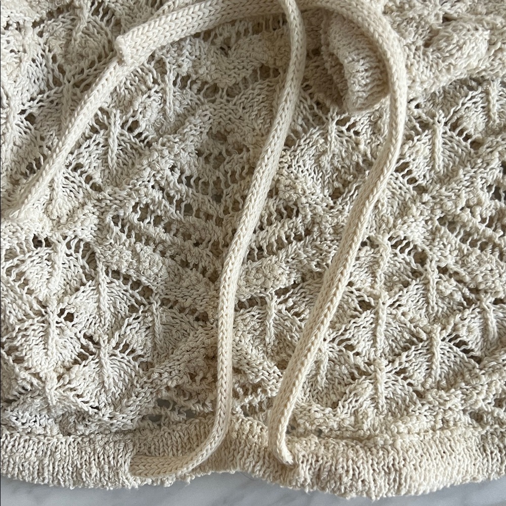 Zara Cream Hooded Knit Pointelle Sweater for Women - Picture 5 of 6